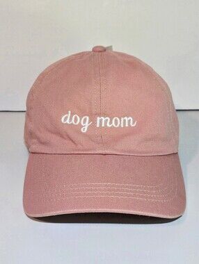 Dog Mom Embroidered Cap Dusty Pink The Paper Store Adjustable Hat NWT